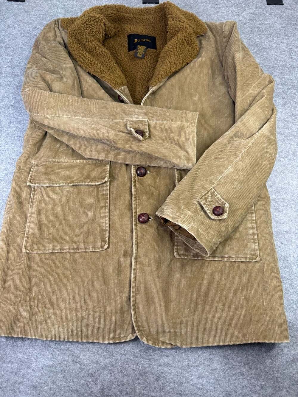 Finik Corduroy Sherpa Lined Jacket Size M Tan